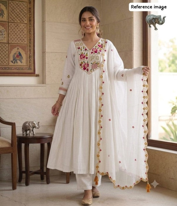 Mal Chanderi Glass Silk Handwork Anarkali Set