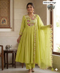 Mal Chanderi Glass Silk Handwork Anarkali Set