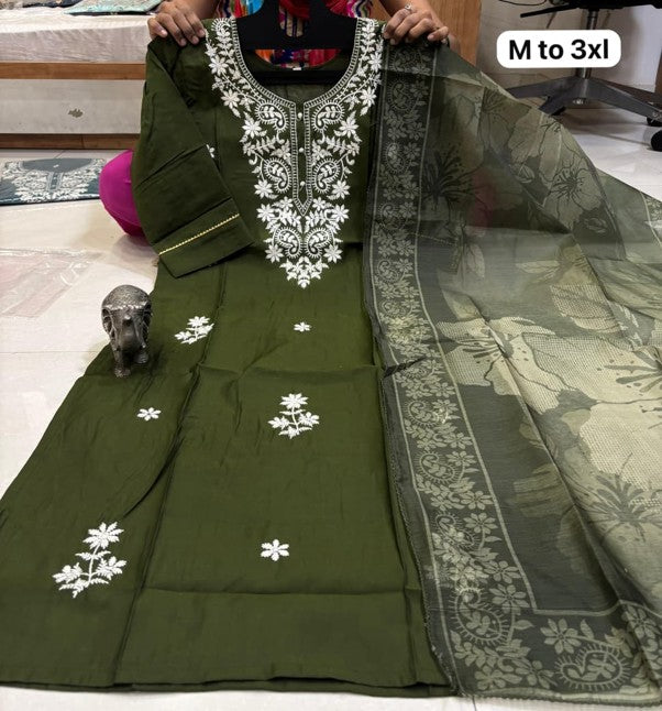 Chanderi Maslin Kurti with Dupatta