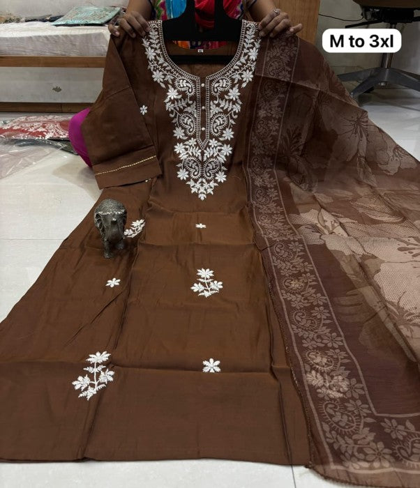 Chanderi Maslin Kurti with Dupatta