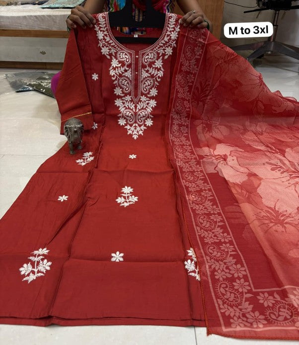 Chanderi Maslin Kurti with Dupatta