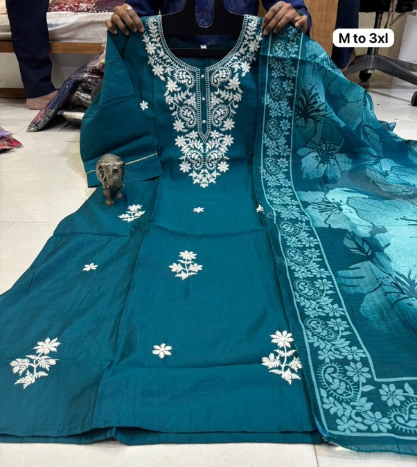 Chanderi Maslin Kurti with Dupatta