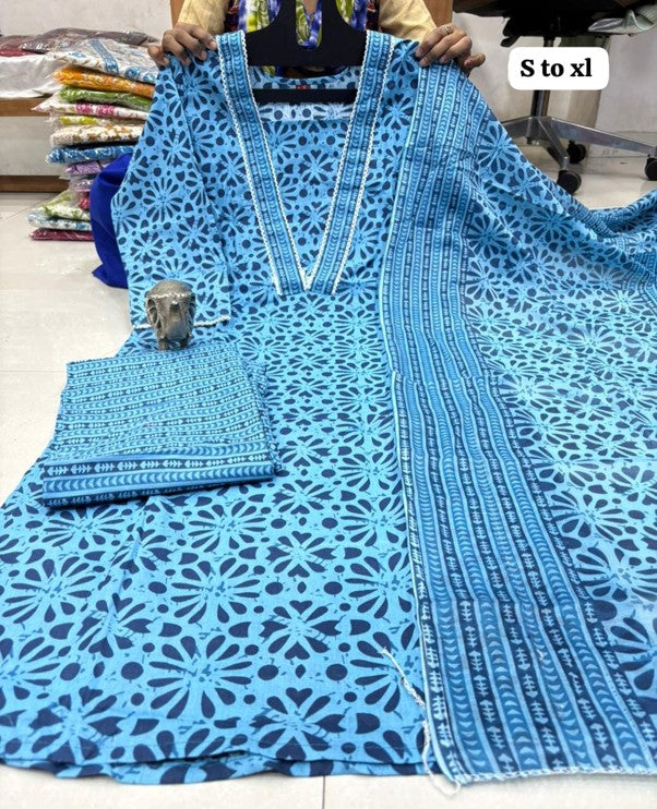 PURE COTTON KURTI PENT With DUPPATA SET