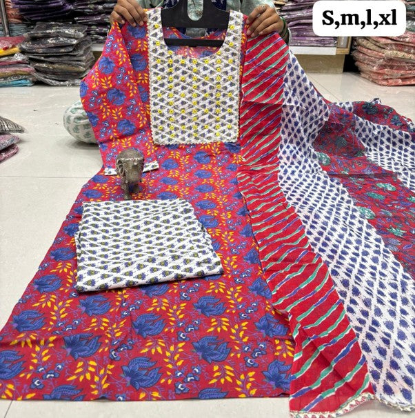 PURE COTTON KURTI PENT With DUPPATA SET