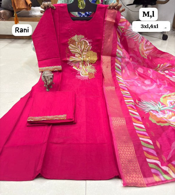 ALINE  KURTI  WITH PANT & UNIQUE  DIGITAL  DUPATTA