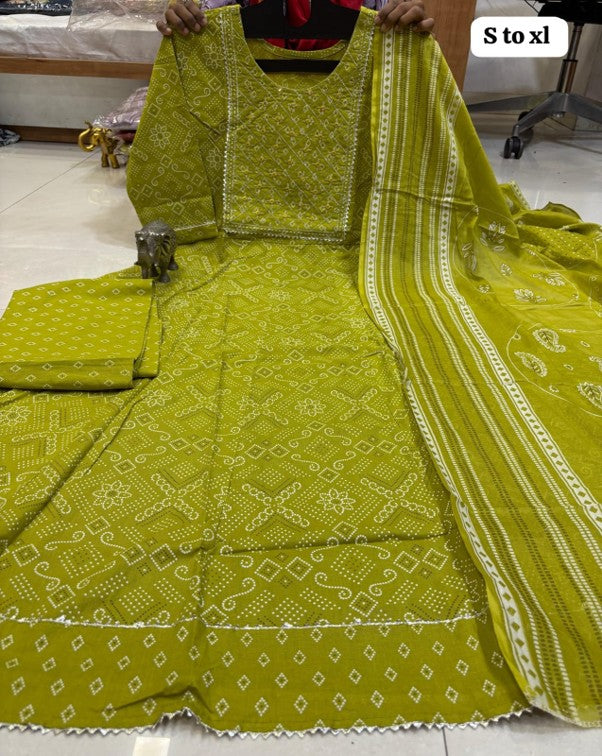 PURE COTTON ANARKALI KURTI PENT DUPPATA SET