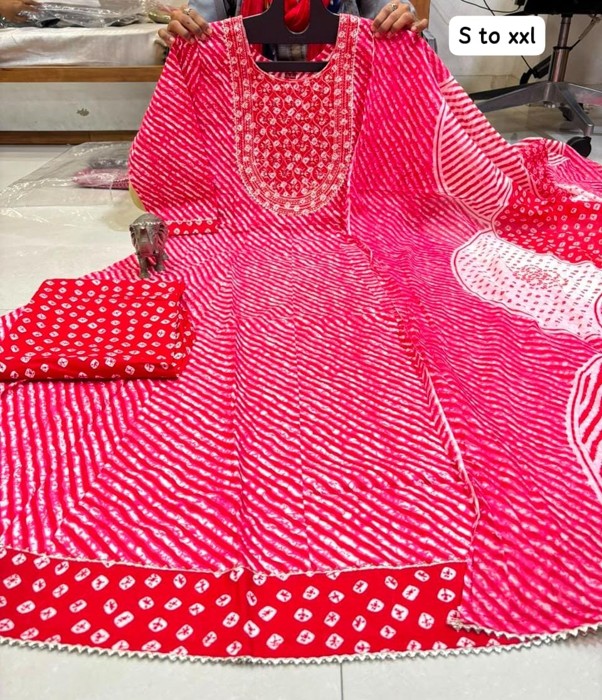 PURE COTTON ANARKALI KURTI PENT DUPPATA SET