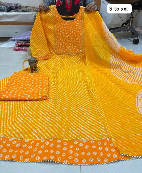 PURE COTTON ANARKALI KURTI PENT DUPPATA SET