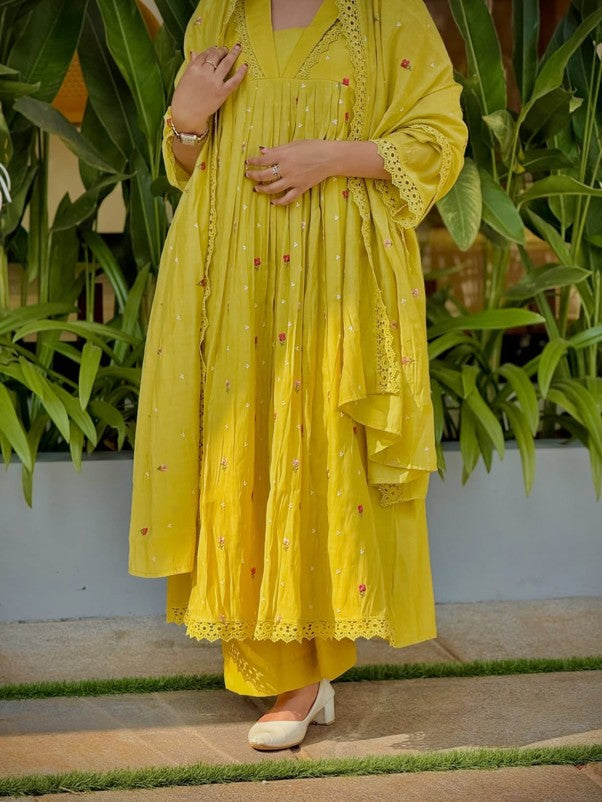 Pure Original Mul Chanderi 3-Piece Anarkali Set