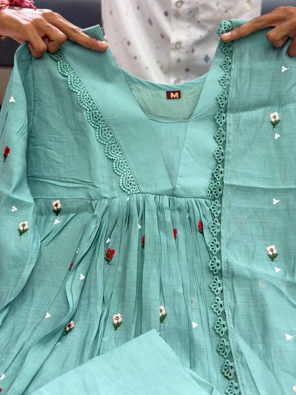 Pure Original Mul Chanderi 3-Piece Anarkali Set